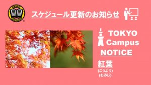 東京校予定更新のお知らせ(2020/11/02-11/6)